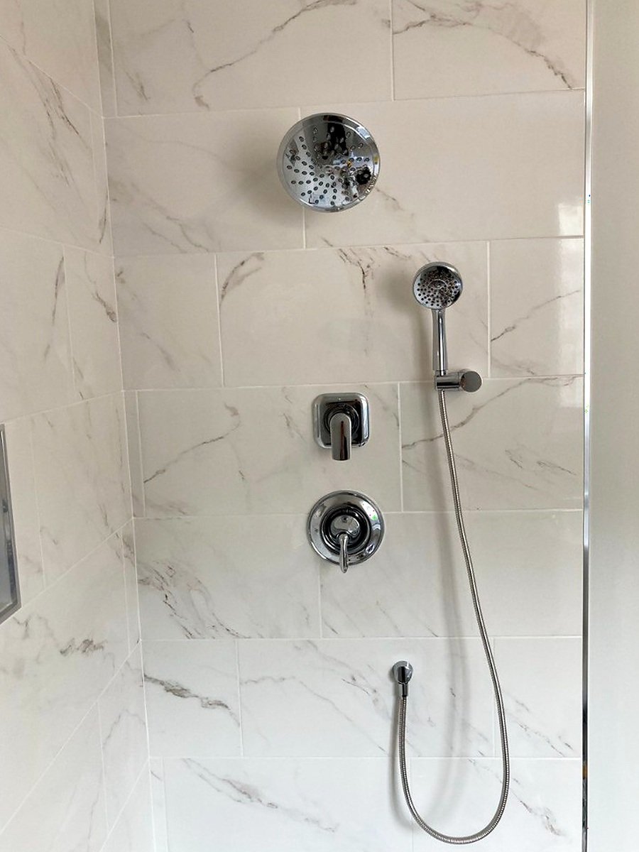 Chrome marble shower trim
