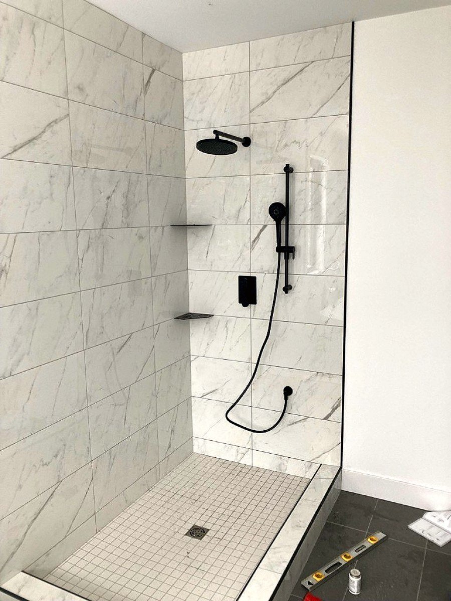 Marble walk-in shower