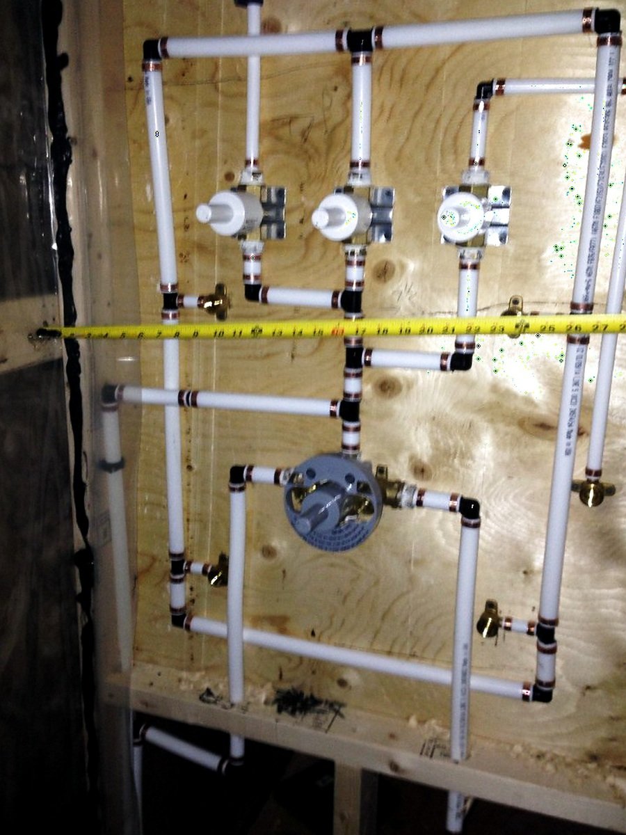 Multi-valve shower rough-in